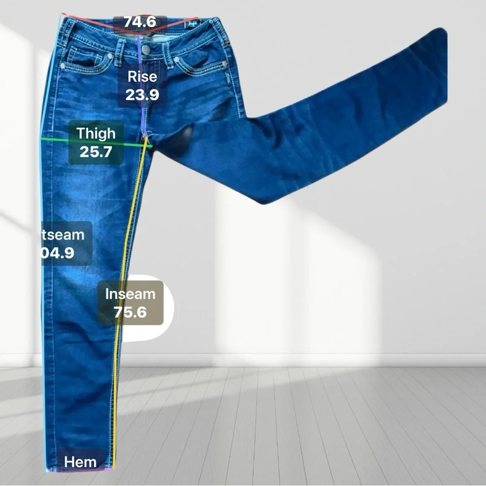 Silver Jeans Womens Dark Blue Contrast Stitched Skinny Pants Size W28/L31 - Picture 8 of 12